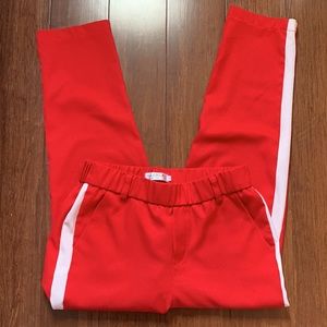 Vintage red pants with white stripe